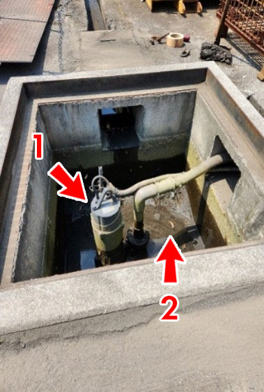 汲み上げポンプと泥水